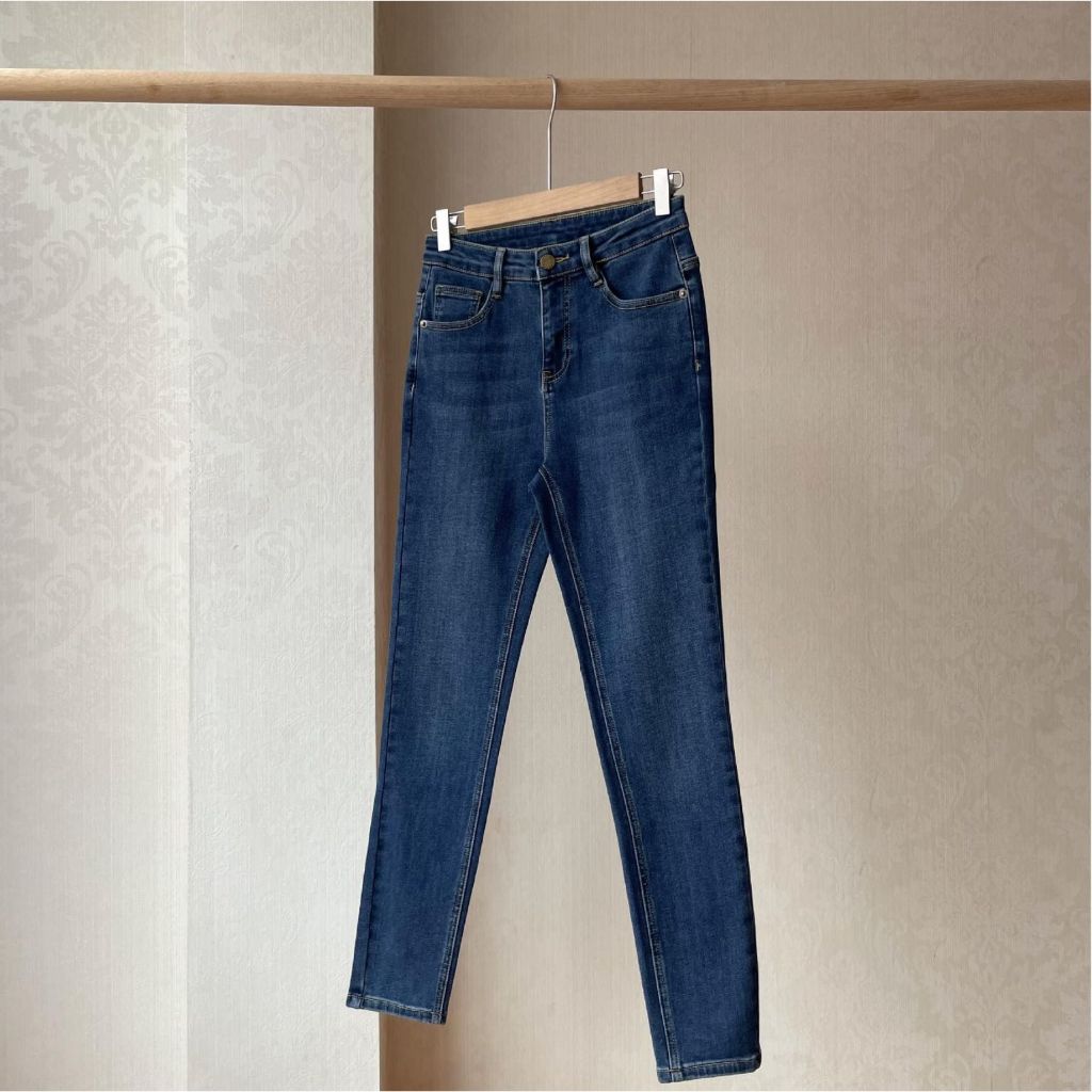 Quần Jeans bò trơn Nữ  basic Dáng Ôm Skinny dài 90-95cm co dãn tốt chất vải cao cấp COTONFIO 6010-IN