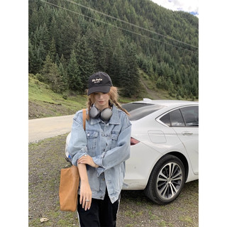 Áo khoác bò jeans nữ chống nắng form rộng freesize phong cách Hàn Quốc màu xanh 8062 - Cotonfio