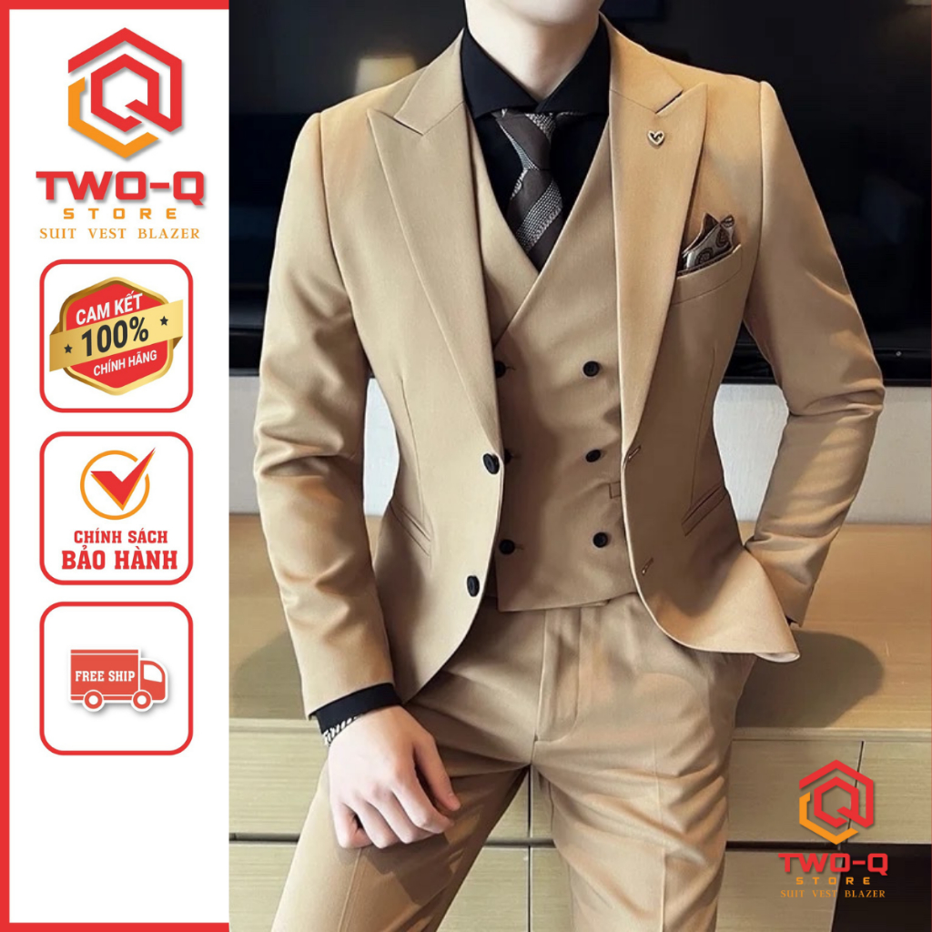 Bộ Vest Nam cao cấp Hàn Quốc nam mẫu 2 cúc, Chuẩn form dáng đẹp - TwoQ STORE