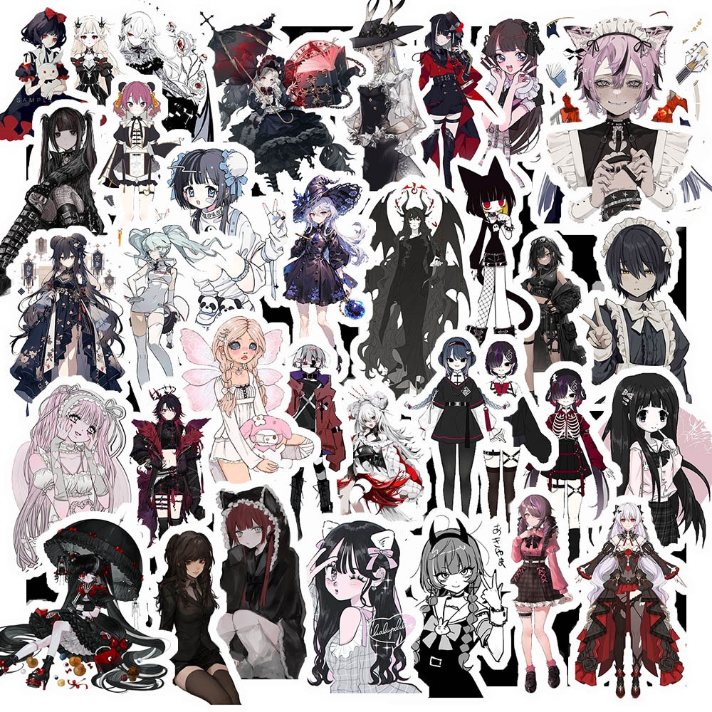 Set 60 Sticker Hình Cô Gái Domi Y2K Thời Trang – Decal Trang Trí Xe - Điện Thoại - Laptop - Nón Bảo 