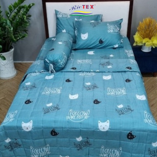 Bộ ga gối 4 món Bền Đẹp RIOTEX, Vải cotton poly Hàn Quốc mẫu họa tiết đẹp, nhiều kích thước - Lá Ngọc