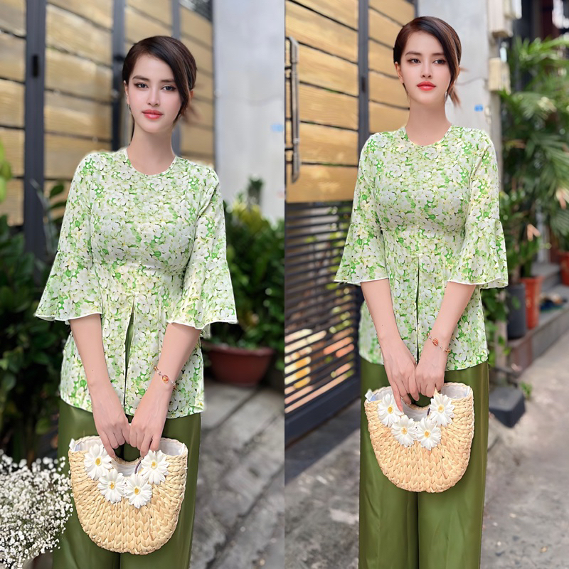 Bà Ba Nhiều Hoa Văn Kiểu Tay Loe Đủ Size