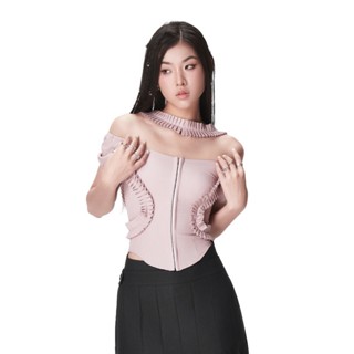 Áo Hở Vai Dây Xếp Ly Gài Hồng BunnyHill SSBLC08