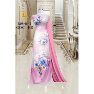 Vải áo dài hoa hồng