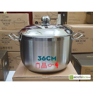 Nồi Luộc Gà 3 Đáy Inox 430 Fivestar 26-28-30-32-36cm Dùng tốt cho bếp từ, Bảo Hành Lỗi 1 Đổi 1
