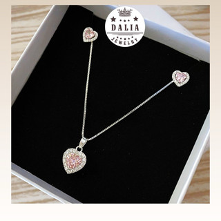 Dây chuyền trái tim bạc đá hồng M4 DaLiA Jewelry vòng cổ trái tim hồng cute cho người yêu
