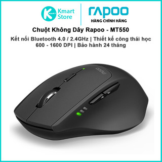 Chuột không dây Rapoo MT550 | Kết nối Bluetooth 4.0 và không dây 2.4G | 600 - 1600 DPI | Bảo hành 24 tháng