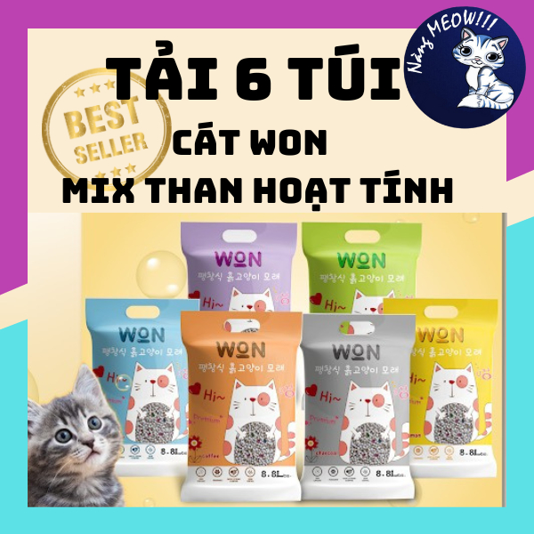 [Tải 6 Túi] Cát Won Cát Vệ Sinh Cho Mèo Siêu Vón - Khử Mùi - Nàng Meow