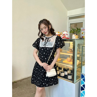 DN096- Đầm hoa phối ren có lót