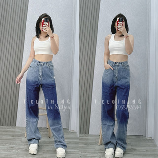 T.clothing - Quần Jeans Nữ Ống Rộng Loang Màu - ẢNH CHÍNH CHỦ