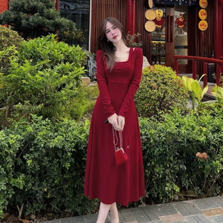 Set váy liền dài tay mix trễ vai hai dây, váy khoét vai phối khoác crptop liền changmoon co dãn đi chơi đi cafe TKCC