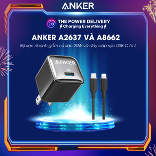 Bộ sạc ANKER Củ Sạc Anker và A2637 PD 20W Và Dây Cáp Sạc A8662 PowerLine III Usb-C (Type C) to L