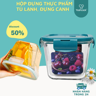 YEAHCOOK Hộp đựng thực phẩm thuỷ tinh cao cấp Borosilicate dung tích 750ml