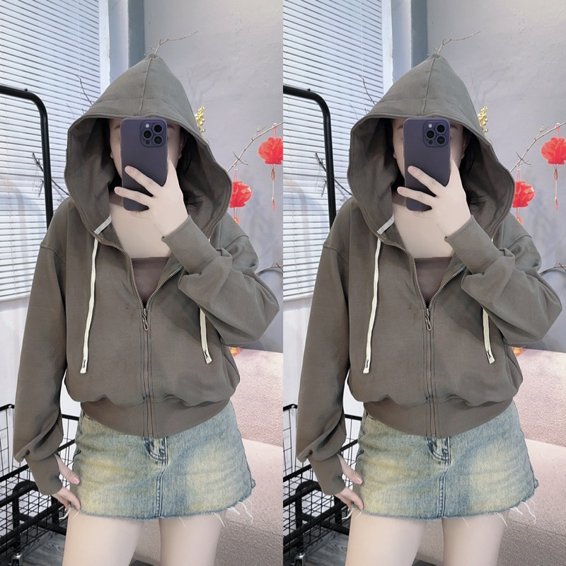 ÁO KHOÁC THUN GÂN FORM VỪA TÚI KHOÁ, ÁO KHOÁC GÂN TRƠN ĐI NẮNG NÓN TO | BigBuy360 - bigbuy360.vn