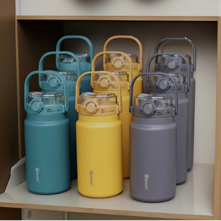 ( Mẫu Mới ) Bình giữ nhiệt inox WX27 1500ml inox 304 sơn nhám ,Bình Bao L ,bình nước có ống hút và quai xách
