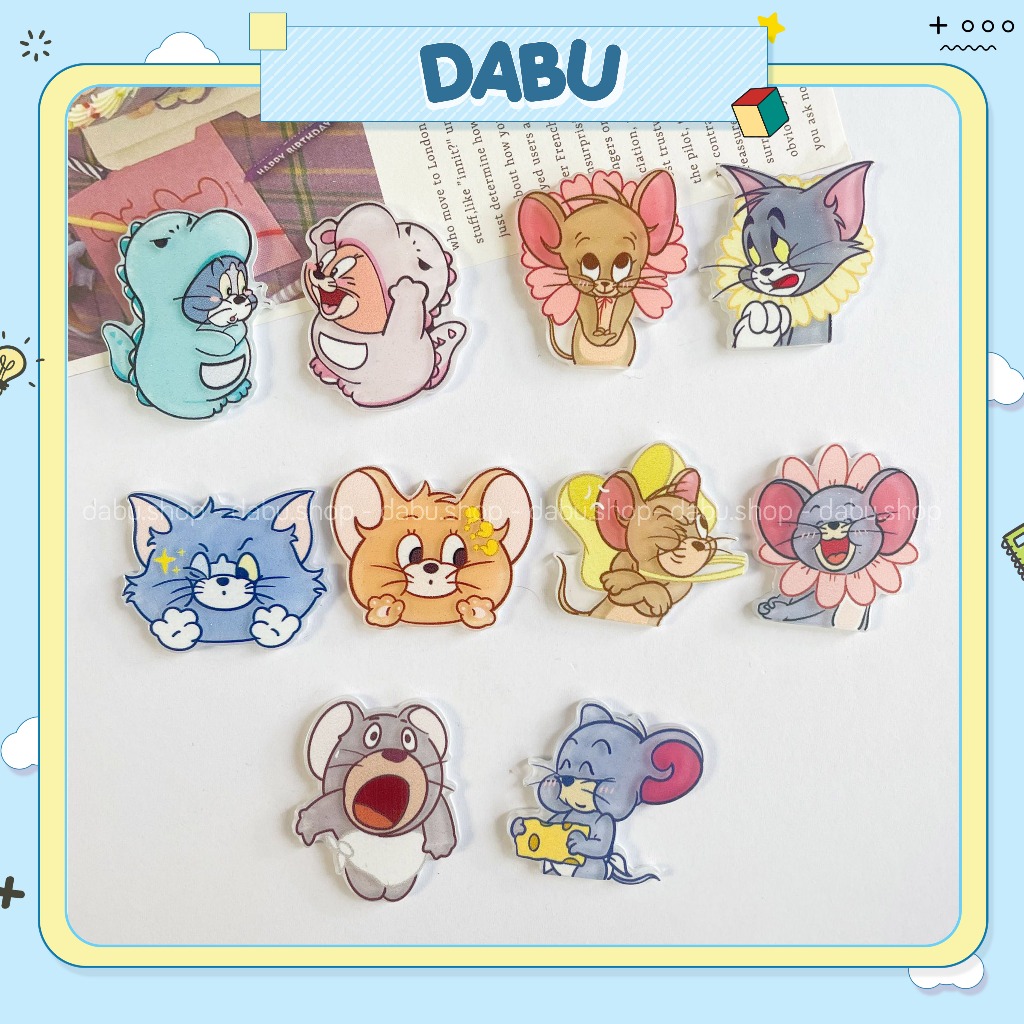 Huy hiệu cài áo pin cài balo DABU Tom và Jerry nhân vật hoạt hình dễ thương