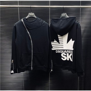 Áo Khoác DSQ2 Khóa Chéo Phối In Dọc Tay Và Sau Lưng Áo - Áo Khoác Hottrend Chất Nỉ Bông Quảng Châu