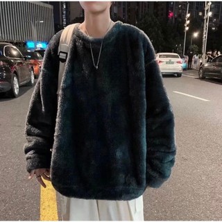 Áo sweater lông cừu cổ tròn dáng rộng thời trang thu đông hàn quốc