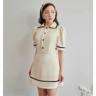 KIOBI – Đầm Joie dáng ôm vừa, tùng chữ A, tay ngắn, vải bố thun
