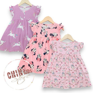 Váy bé gái cotton mềm mát thun cánh tiên sát nách babydoll đầm mùa hè co giãn cộc tay VNXK 1 2 3 4 5 tuổi [V18]