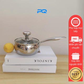 Quánh mini nấu cháo ăn dặm nồi sữa cho bé 12cm inox 304 tròn đặc đáy 3 lớp có nắp LK56