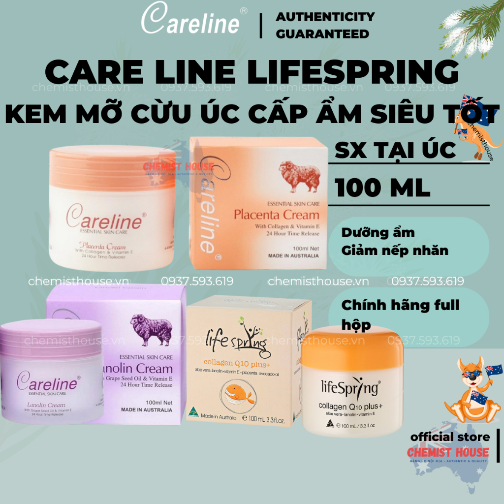 [Mẫu mới] Kem dưỡng da nhau thai cừu Life Spring Lanolin giúp giảm nám mờ thâm thấm nhanh bao cấp ẩm