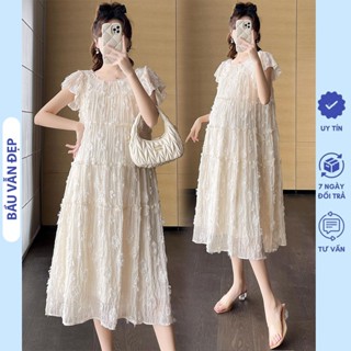 ĐẦM VÁY BẦU BABYDOLL DỰ TIỆC CƯỚI MÙA HÈ DÁNG SUÔNG TRẺ TRUNG V709 CHẤT VOAN LÔNG MỀM MỊN - ĐẦM XINH HÀNG THIẾT KẾ