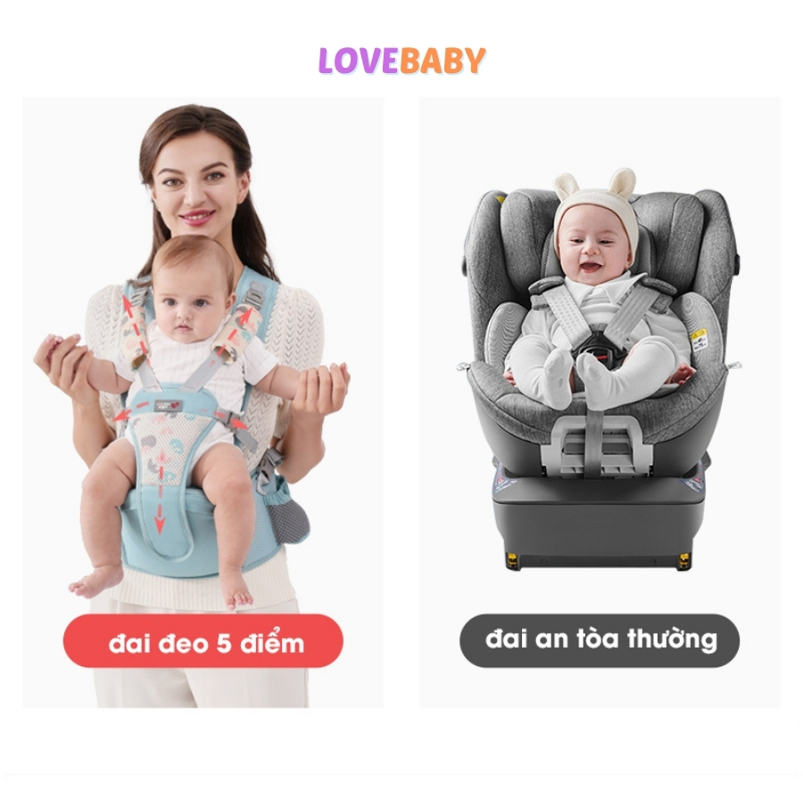 Địu cho bé thông minh Lovebaby đai định hình hỗ trợ 4 tư thế ngồi 30 độ