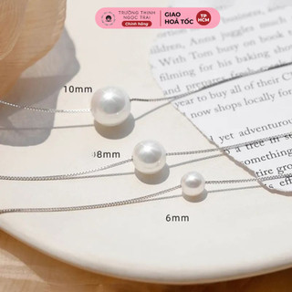 Dây chuyền xuyên tâm ngọc trai bạc 925 trẻ trung, xinh xắn, tinh tế - ngọc trai trường thịnh