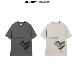 Áo phông rộng unisex couple Love fingerprint 4Lucky 6082 -  tay lỡ oversize streetwear