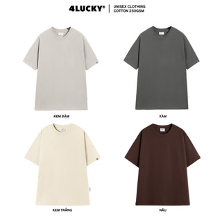 Áo thun trơn tone đất 250 GSM unisex 4Lucky 26001 - form rộng oversize streetwear