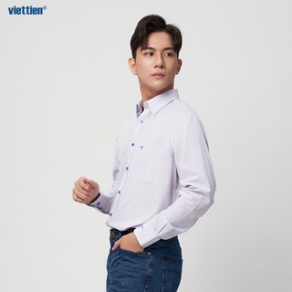 Sơmi dài tay VIỆT TIẾN lai bầu vải sợi hoa hồng phom regular - 1S1940NR1/LBAZ