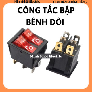 Công tắc bập bênh đôi có đèn,công tắc tắt bật KCD6 15A 6 chân,công tắc đôi bập bênh,công tắc nguồn,công tắc on off,công