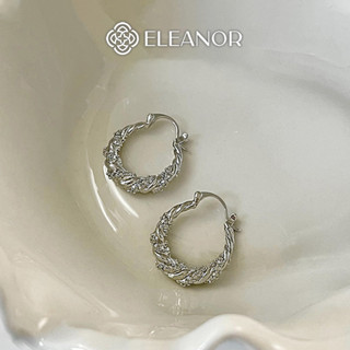 Bông tai nữ chuôi bạc 925 Eleanor Accessories hình tròn viền xoắn phụ kiện trang sức khuyên tai 5906