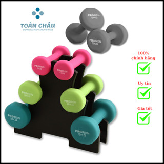 Tạ tay nhúng nhựa nhám PROIRON 1kg 1,5kg 2kg 3kg 4kg 5kg chính hãng cao cấp SHOP TOÀN CHÂU