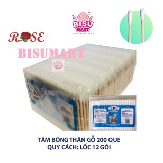 Combo 6 bịch Tăm bông , bông ráy tai lõi gỗ ROSE (bịch 200 que)