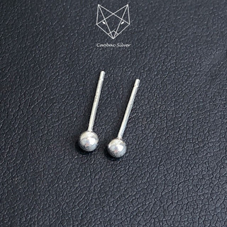 Bông Tai Bạc Ta CaoBac Jewellẻry Chấm Bi Trơn Nụ Bi Tròn Phong Cách Unisex Đơn Giản