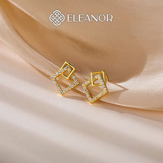 Bông tai nữ chuôi bạc 925 Eleanor Accessories hình vuông đính đá phụ kiện trang sức khuyên tai 3024
