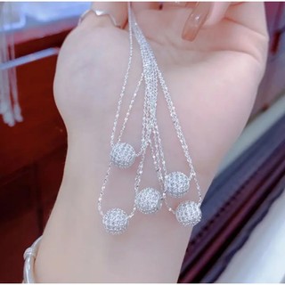 Dây chuyền bạc 925 mặt cầu đá nhỏ full đá siêu xinh