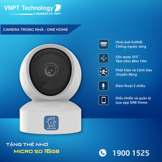 Camera IP Wifi VNPT Technology ONE HOME HVIP01 xoay 360 quan sát rõ ngày và đêm kèm thẻ 16Gb hàng Việt Nam