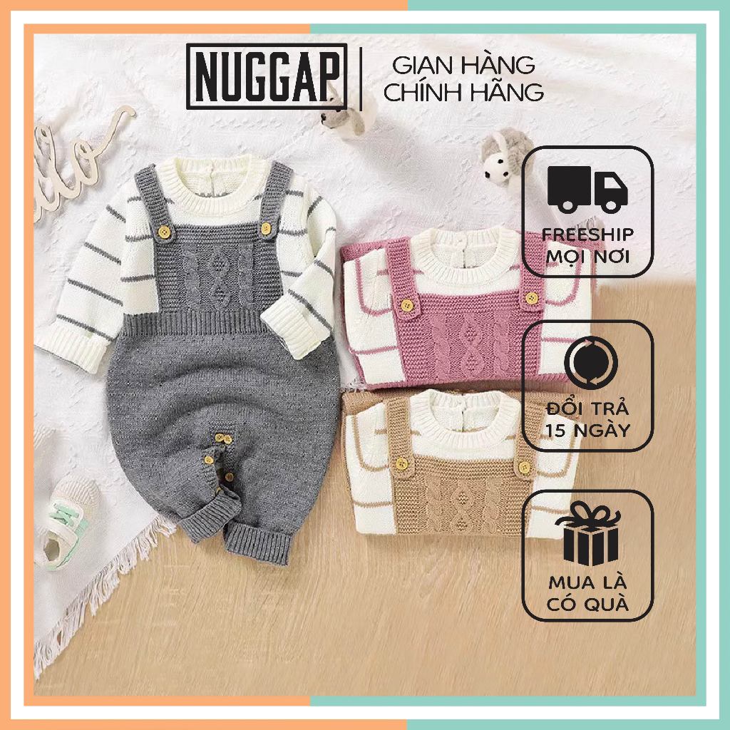 Bodysuit dài tay len cho bé, Bộ body dài tay len cho bé trai bé gái Mixi NUGGAP