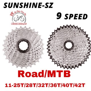 Líp thả sunshine 9 tầng cho xe đạp road/mtb, sunshine líp xe đạp 9 tốc độ 11-25/28/32/36/40/42t.