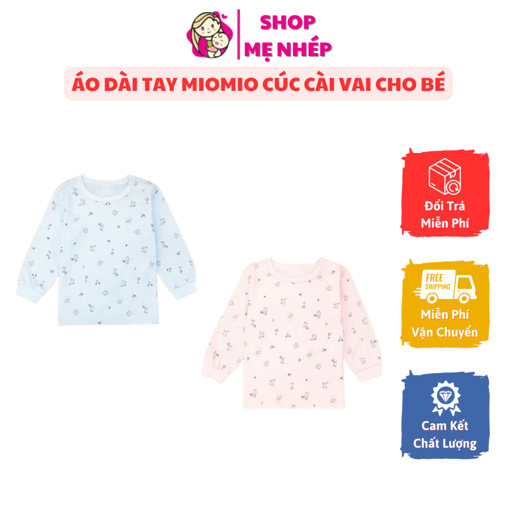 Áo dài tay MIOMIO cúc cài vai cho bé từ 0m - 24m phom rộng (dày vừa)