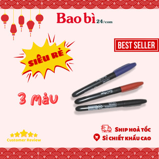 Bút lông dầu màu xanh đỏ đen dùng trong đóng gói ghi mã đánh dấu sản phẩm tiện lợi không trôi mực