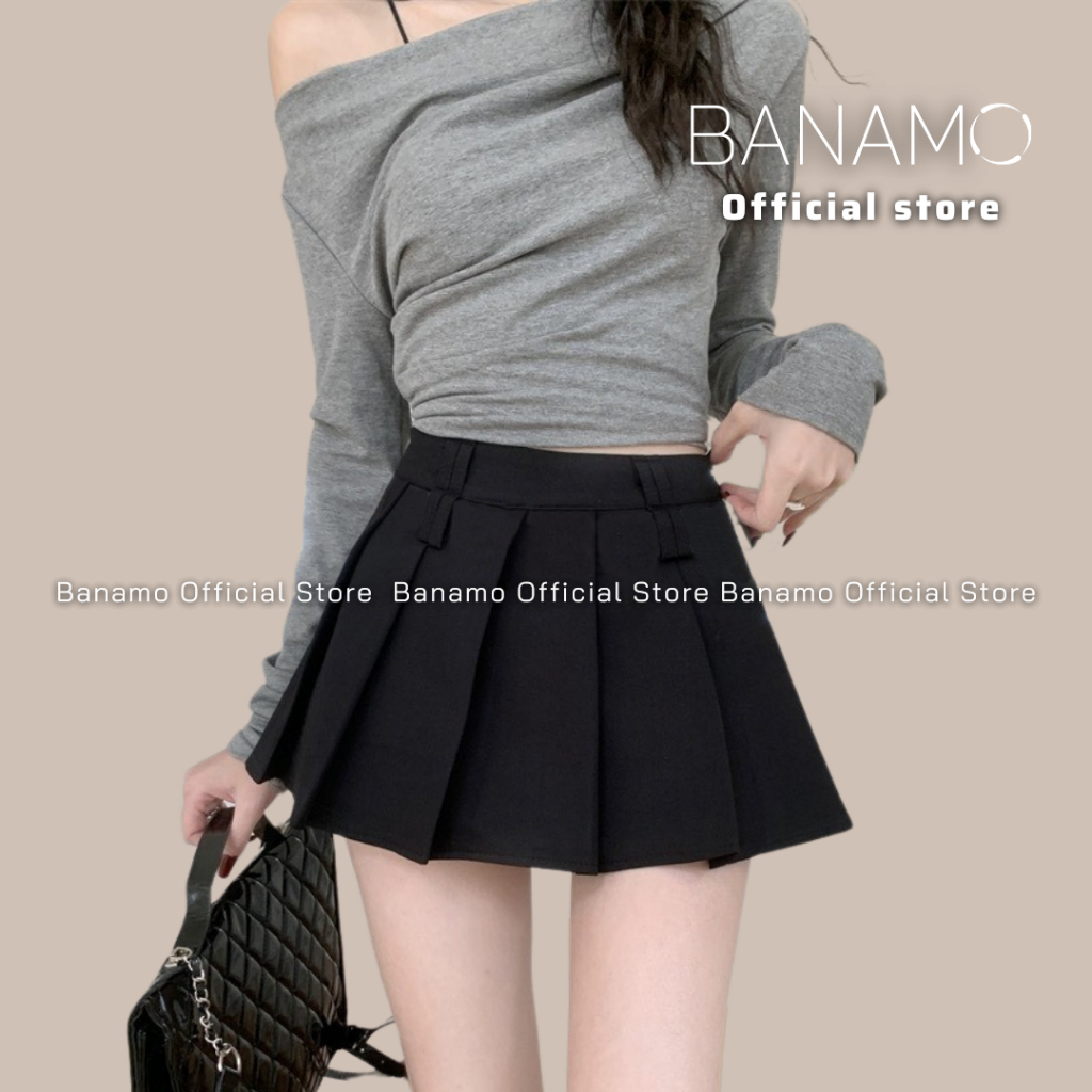 Chân váy nữ BIGSIZE Banamo Fashion chân váy ngắn xếp ly xòe kèm dây lưng 5911 | BigBuy360 - bigbuy360.vn