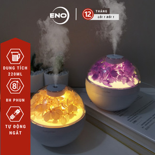 Máy phun sương tạo ẩm mini để bàn 220ml máy tạo ẩm không khí kèm đèn ngủ phun liên tục 4-8h sang trọng eno