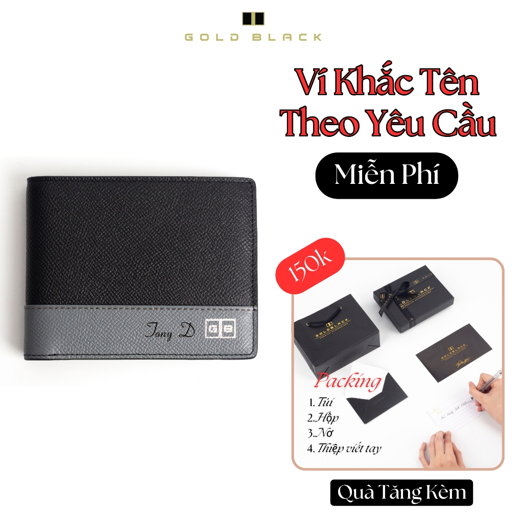 Ví Nam Cao Cấp Da Bò Thật Da Taiga Phối Màu Hiện Đại, Thương Hiệu GOLDBLACK - 06