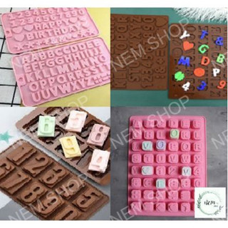 Khuôn silicon chữ happy birthday và số, bảng chữ cái đổ socola nemshop