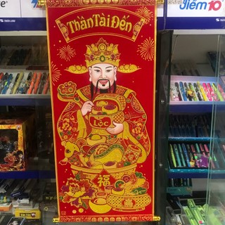 Liễng treo, tranh treo thần tài đến câu đối bằng nhung35x85cm