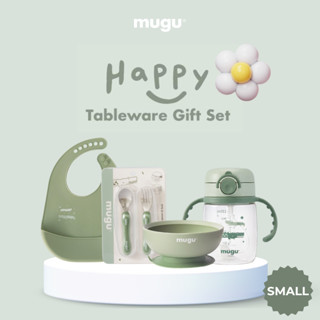 [SIZE NHỎ] Bộ Dụng Cụ Ăn Dặm 4 Món mugu Cho Bé Cao Cấp Gồm Bình Nước, Bát, Yếm, Thìa Dĩa Giúp Con Dễ Tập Xúc Thức Ăn